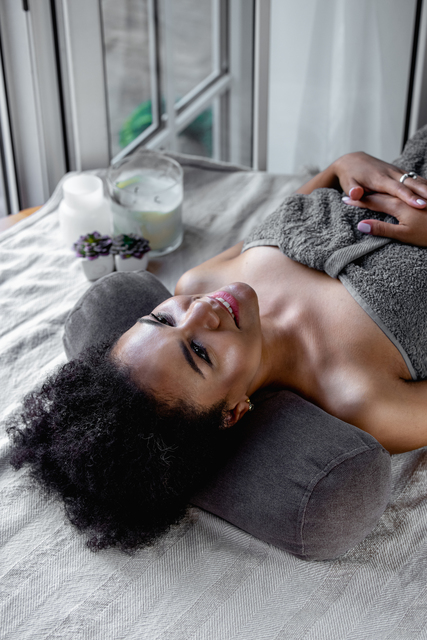 beautiful girl relaxing in spa